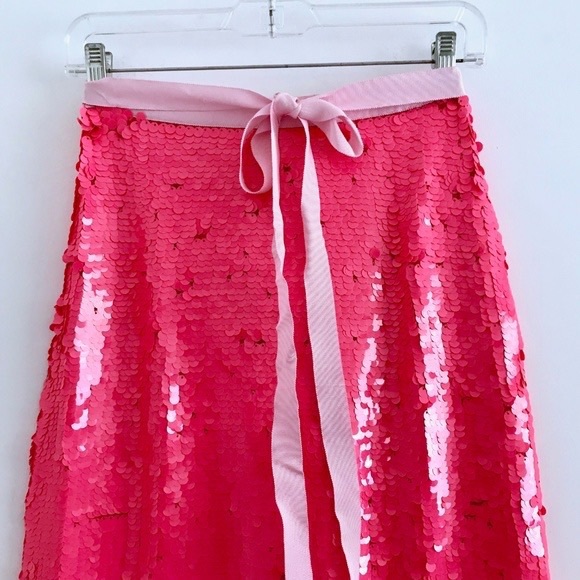 J. Crew Sequin Skirt with Bow belt Intense Pink